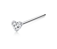 Designer Heart Shaped Silver Straight Nose Stud NSKA-05B